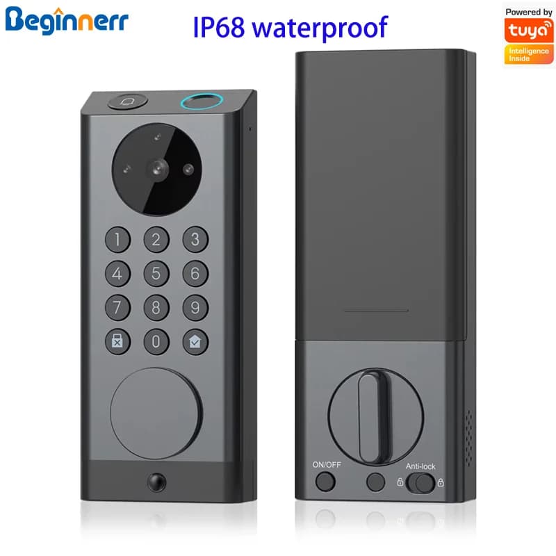 Videocitofono con telecamera impermeabile IP68 Serratura intelligente con catenaccio tuya wifi Alexa Campanello Codice impronte digitali Serratura digitale