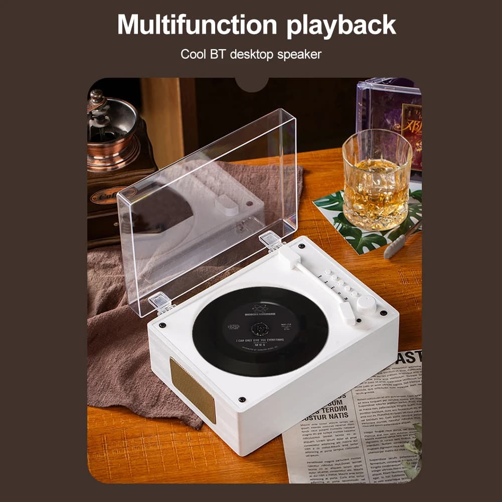 Lettore musicale domestico Supporto ricaricabile CD BT USB Lettore musicale CD AUX da 3,5 mm Altoparlante wireless 5.0 compatibile con Bluetooth Decorazioni per la casa