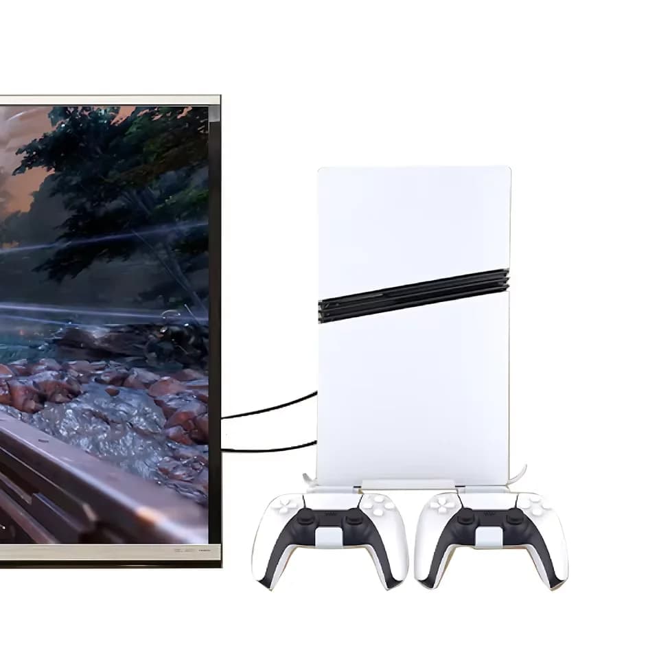 Supporto a Parete in Acciaio per Console PS5 Slim (Versione Disco e Digitale) con Gancio per Controller, Accessorio per PS5