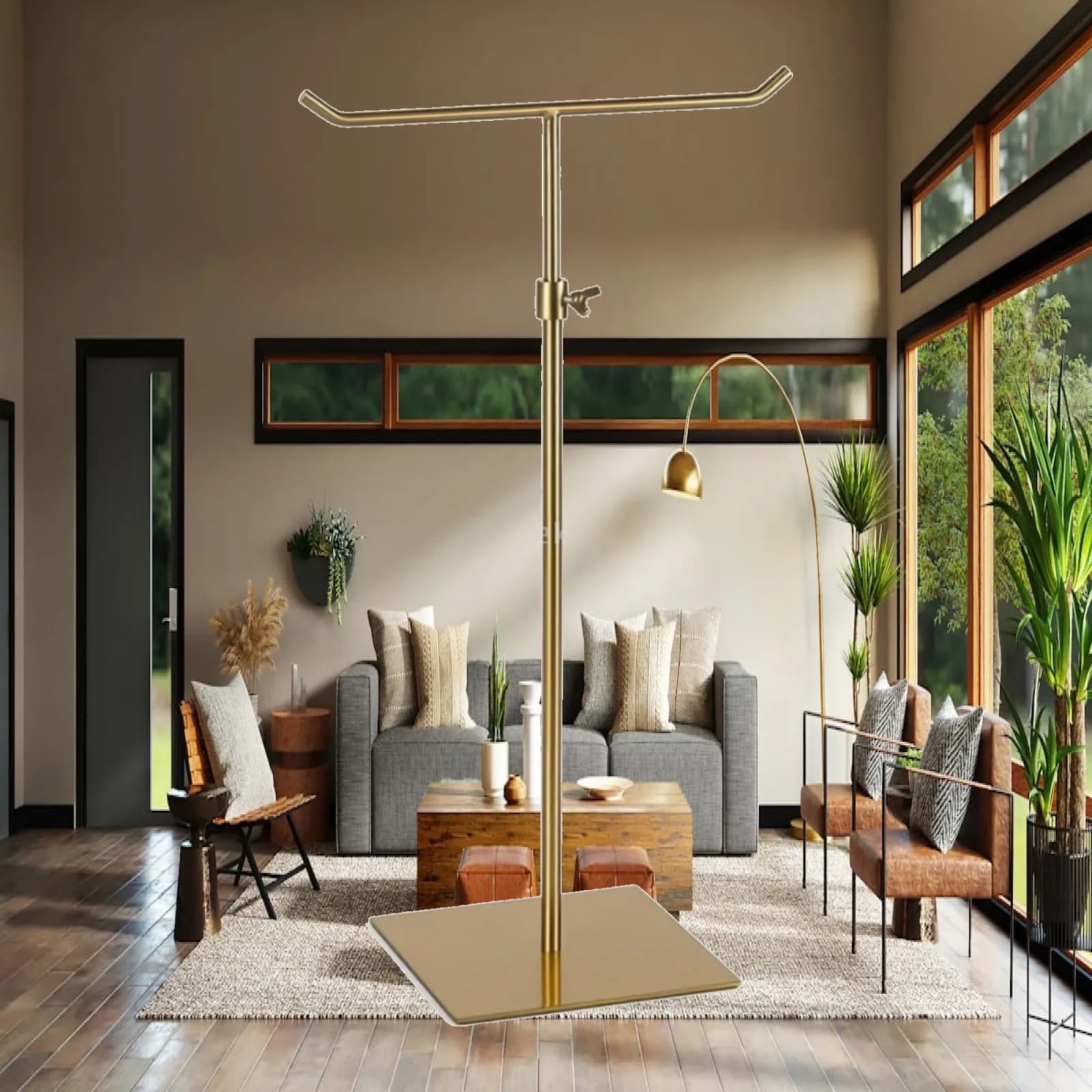 Handbag Display Stand Stainless Steel Purse Display Stand Bag Rack with Square Base Tabletop Countertop for Retailers, Boutiques