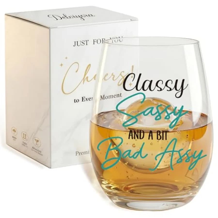 Bicchiere da Vino Divertente per Donne, Elegante, Audace e un Po' Raffinato, Regalo Originale per Lei, Regalo Unico per Compleanno o Natale per Amiche