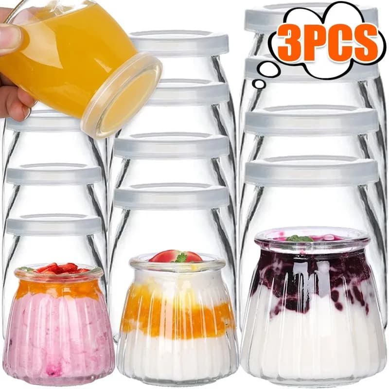 100/150/200ML Glass Yogurt Jars Honey Pudding Glass Bottle Mini Cup Kitchen Milk Baking Mold Food Storage Container Supplies