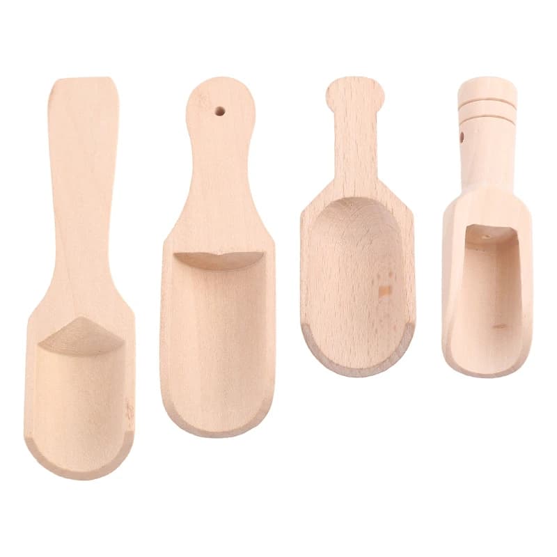 Y3NA 4pcs in legno Mini bagni da bagno Supon per farina caramelle spezie da zucchero chicchi