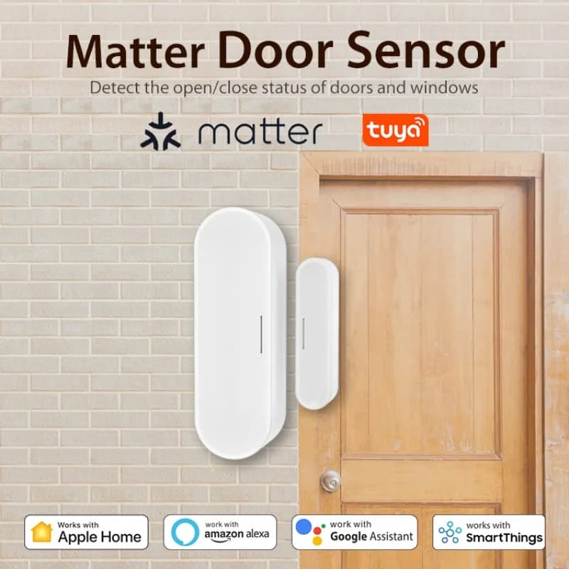 Sensore per Porte e Finestre Tuya Matter Thread, Alimentato USB, Rilevatore Wireless per Casa Intelligente Compatibile con HomeKit, Alexa, Google Home, SmartThings