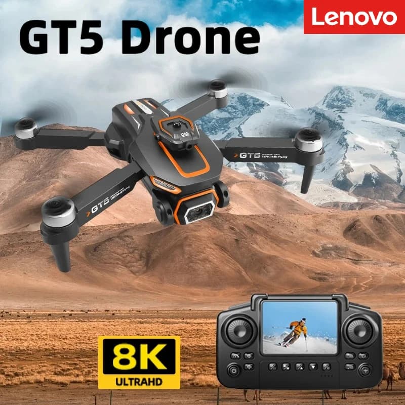 Lenovo GT5 Mini Drone 4K Professional 8K HD Camera RC with screen Brushless Optical flow Quadcopter Obstacle Avoidance toys