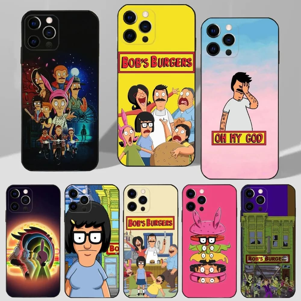 Cartoon B-Bob Burger-ES Phone Case For iPhone 16,15,14,13,12,11 Plus,Pro Max,XS,X,XR,SE,Mini,8,7 Soft Silicone Black Cover