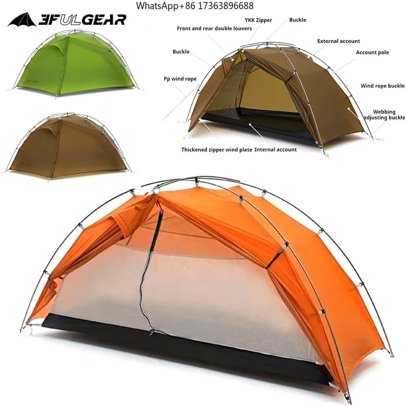 3F TAIJI 1 Single Tent Ultralight Camping Tent Outdoor Portable Double Layer Waterproof Climbing Hiking 15D Nylon Tents