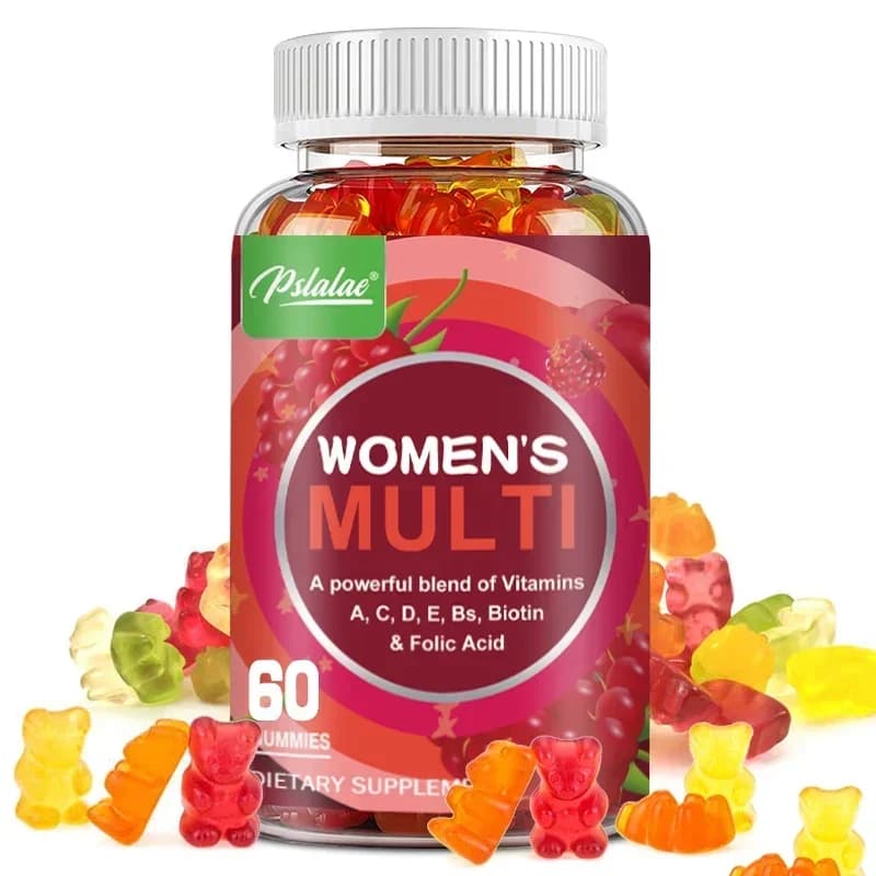 Multivitamin female gumellas: contains vitamins A, C, D, E, B, biotin and folic acid