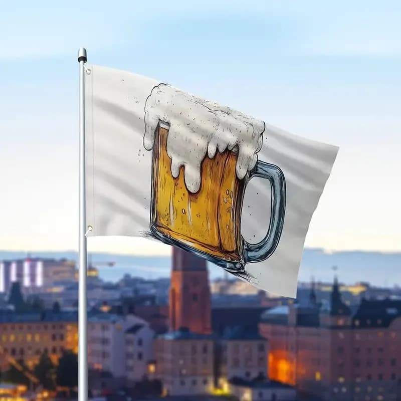 Bandiera decorativa da esterno in poliestere a forma di boccale di birra, per patio, giardino