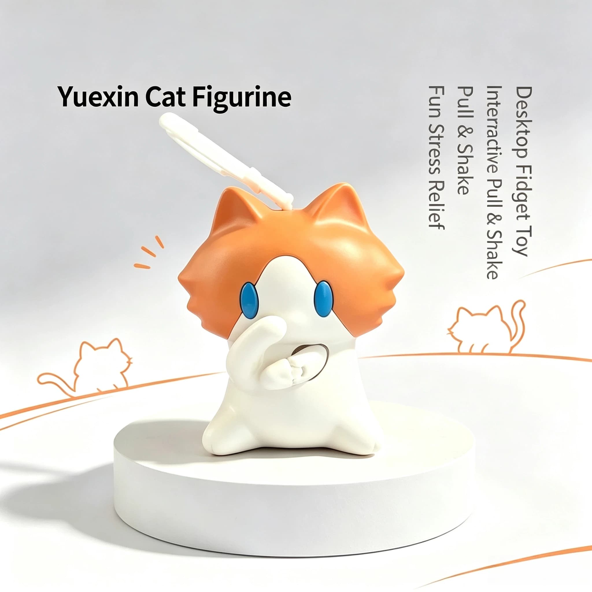 Cute Pull String Swing Cat Fidget Toy Funny Interactive Desktop Ornament Bag Charm Stress Relief Novelty Gift for Kids Friends