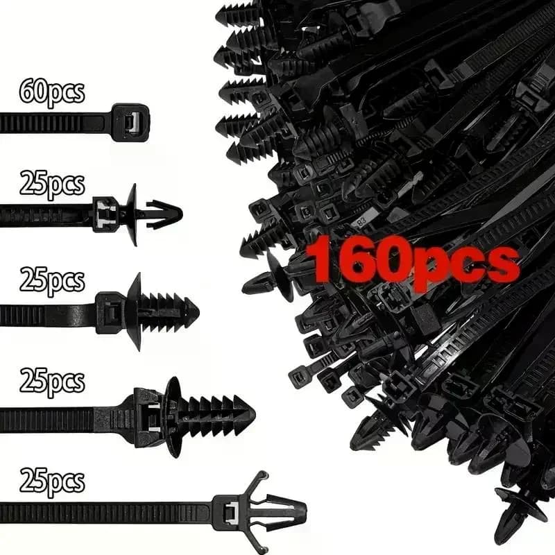 160PCS Auto Cablaggio di Fissaggio Fascetta Avvolgicavo Morsetto Pinze Fascette Gestione Auto Organizzatori di Fili Per Auto Tubo Ondulato