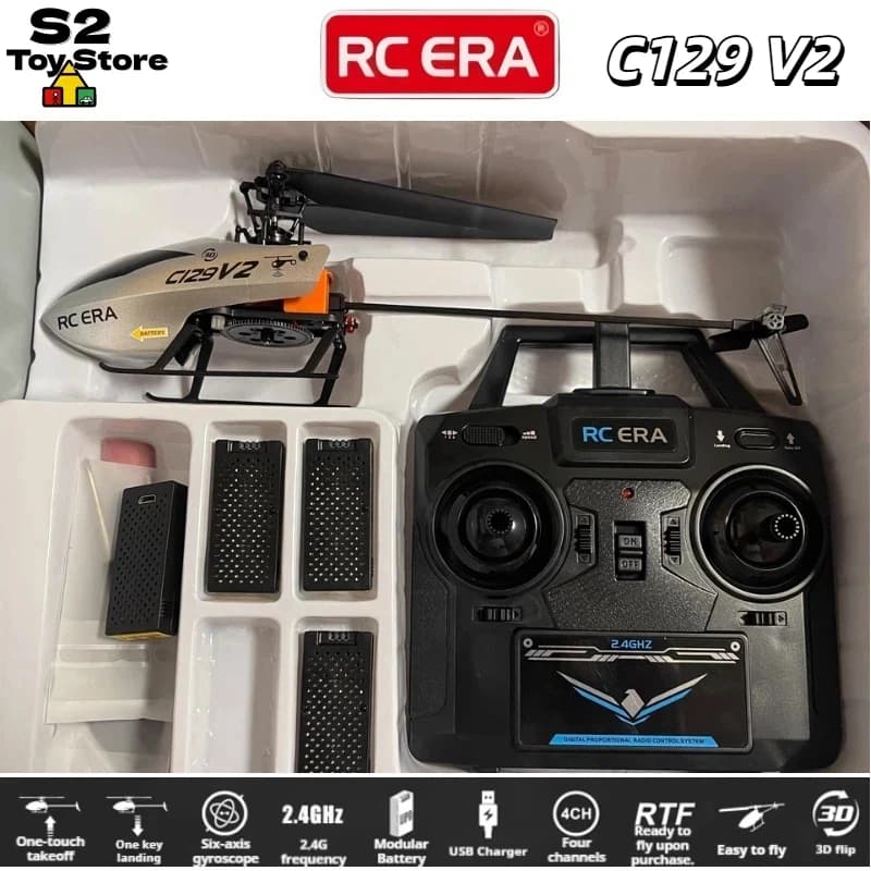 Elicottero RC ERA C129V2 4CH 2.4GHz Smart Elettrico Monorotore con Giroscopio a 6 Assi, Aeromobile Telecomandato, Modellino Giocattolo per Ragazzi e Bambini