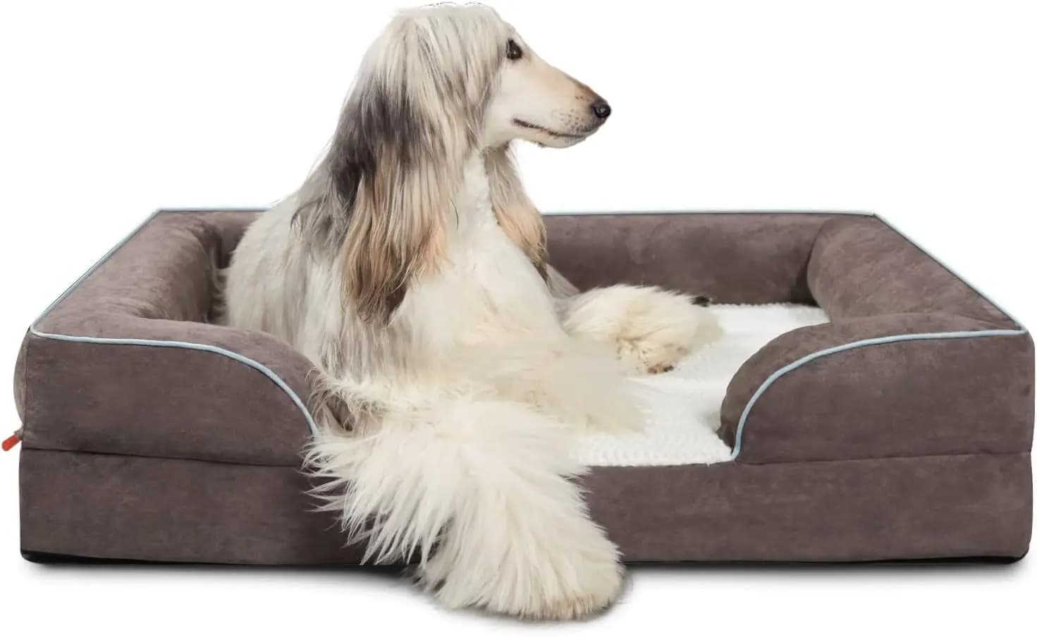 Grande Letto Ortopedico Premium in Memory Foam per Cani, Divano per Cani con Rivestimento in Pelle Scamosciata Lavabile e Rimovibile, Fodera Impermeabile e Antiscivolo