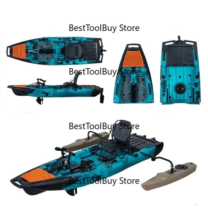 Kayak da Pesca Modulare Motorizzato a Due Pezzi in Plastica con Accessori e Pagaia per 1 Persona