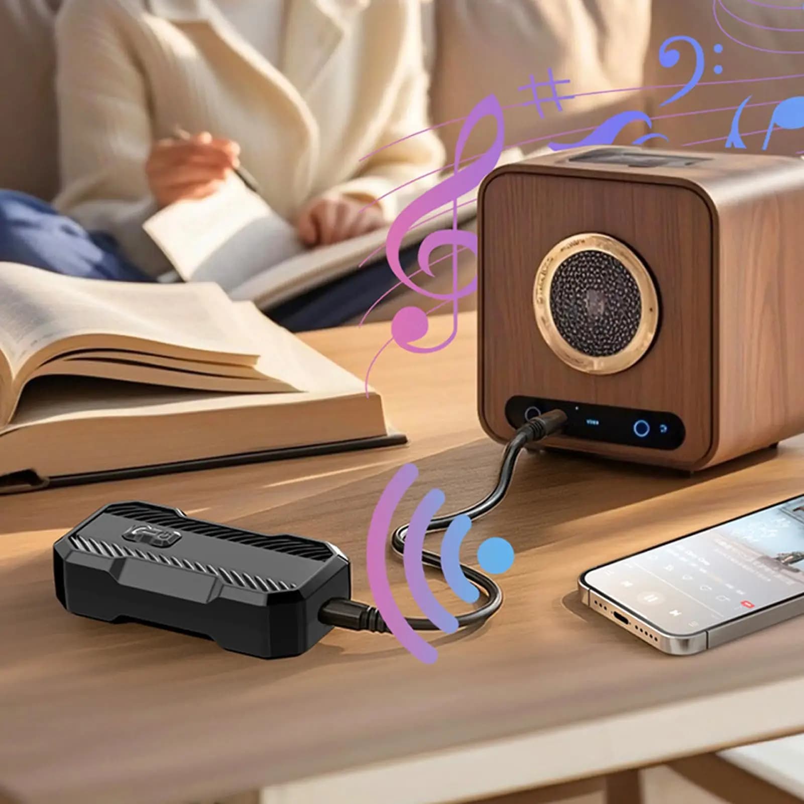 Ricevitore audio wireless Trasmettitore 2 in 1 Adattatore musicale wireless per viaggi in auto Altoparlante stereo domestico Cuffie cablate