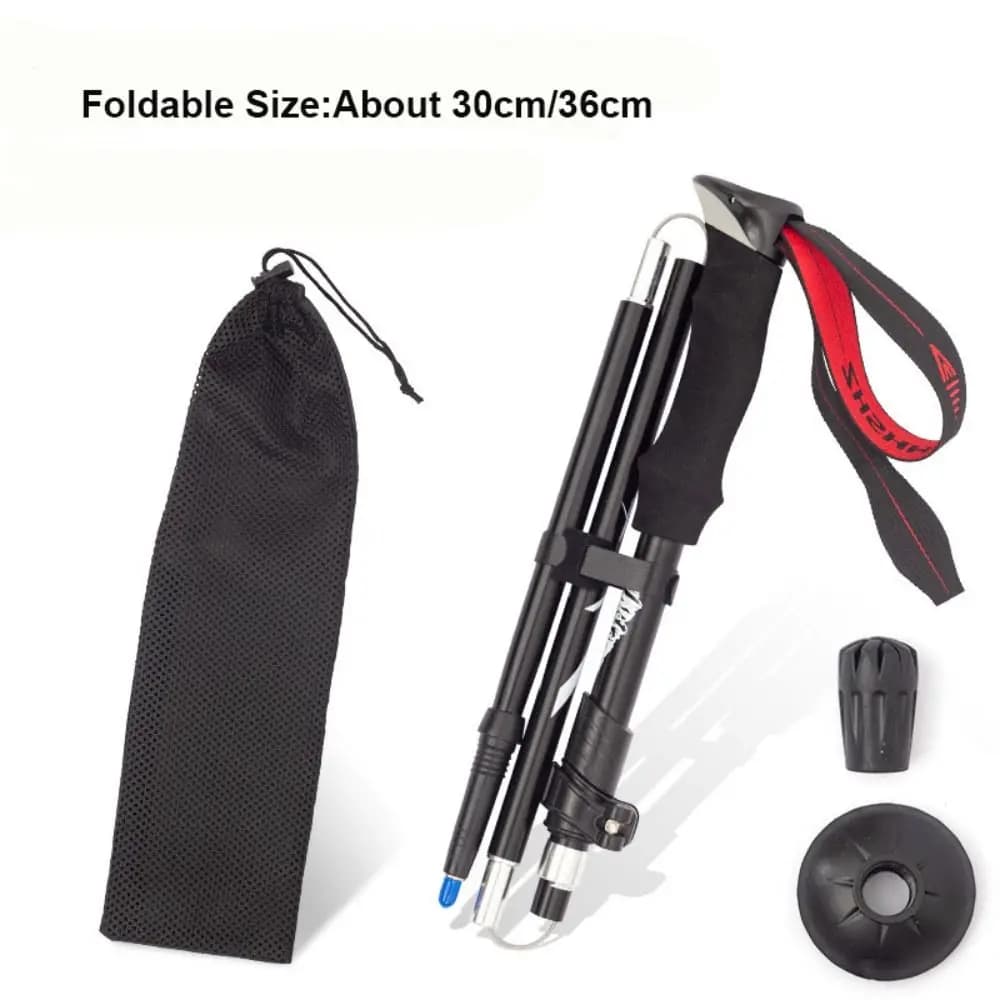 New Portable Foldable Walking Sticks EVA Handle Ultra Short Walking Poles Five Section Ultralight Outdoor Cane Camping Hiking