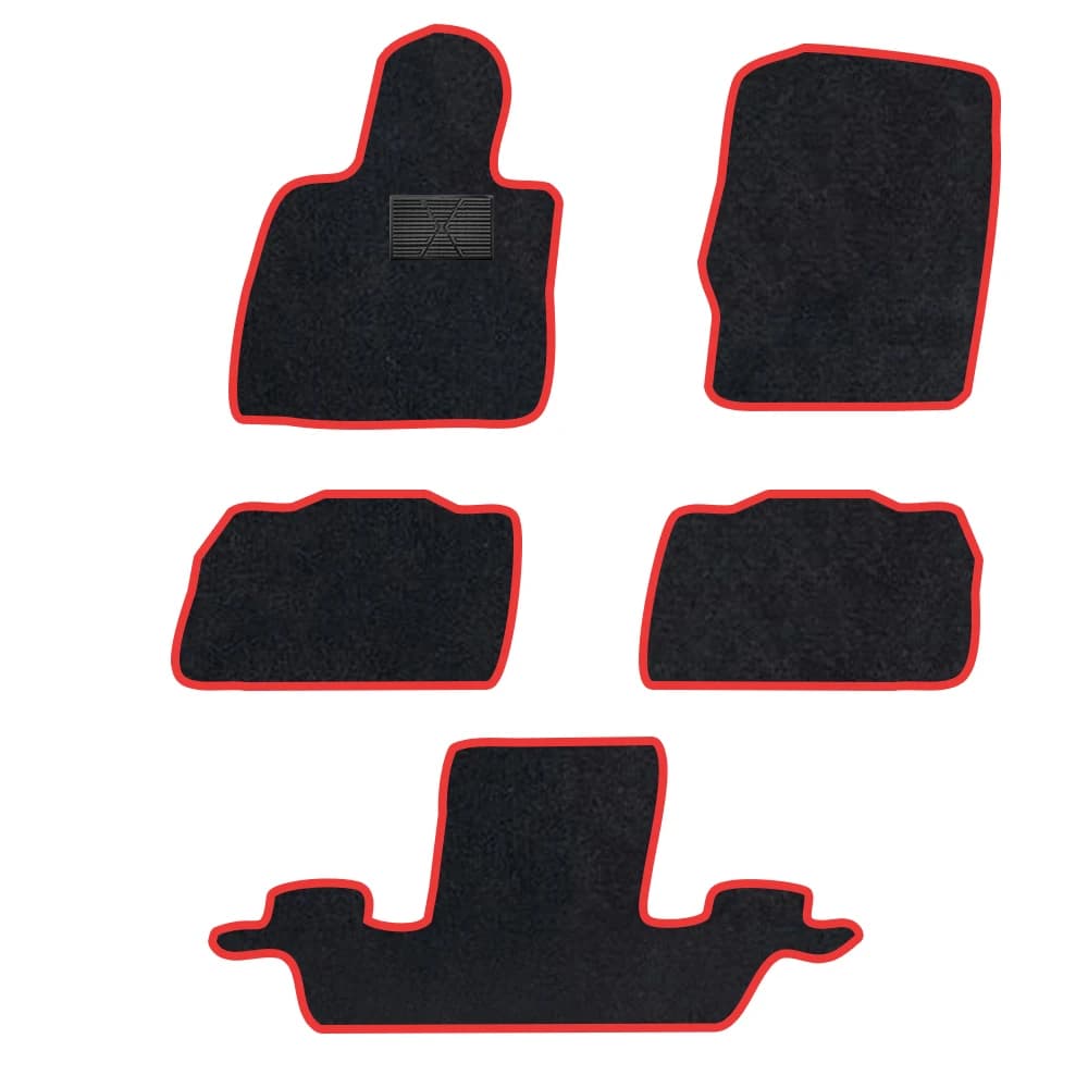 Car Mat for Ford Explorer 2020-2022 U625 MK6 6 Seats Suede Polyester Anti-slip Support Black Tie Red Edge trim