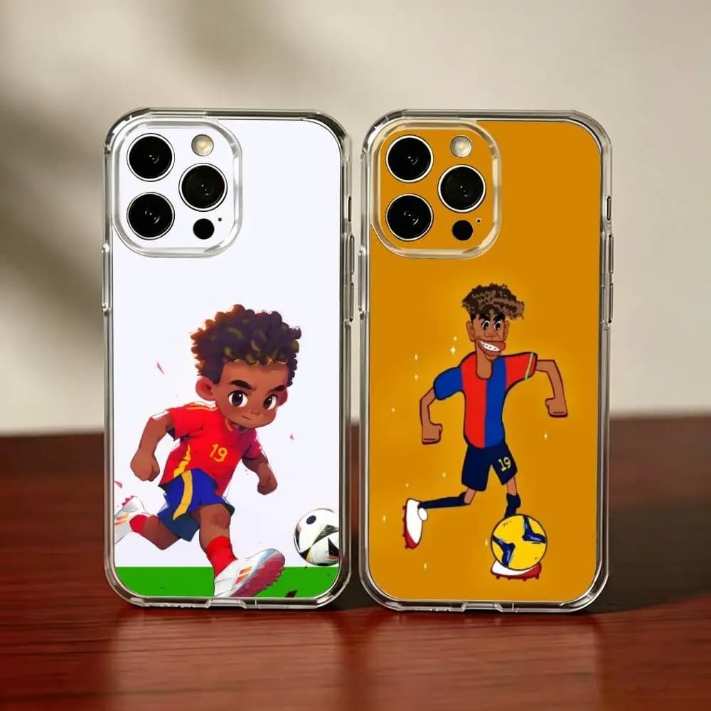 Cover Trasparente Lamine-E Yamal Cartoon per iPhone 17 16 15 14 13 12 11 Mini Pro Max Plus