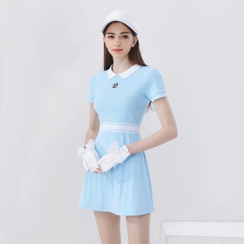 2024 nuovo vestito lavorato a maglia da donna Sytle Golf con risvolto Slim Fit gonna sportiva causale abbigliamento da Golf Tennis