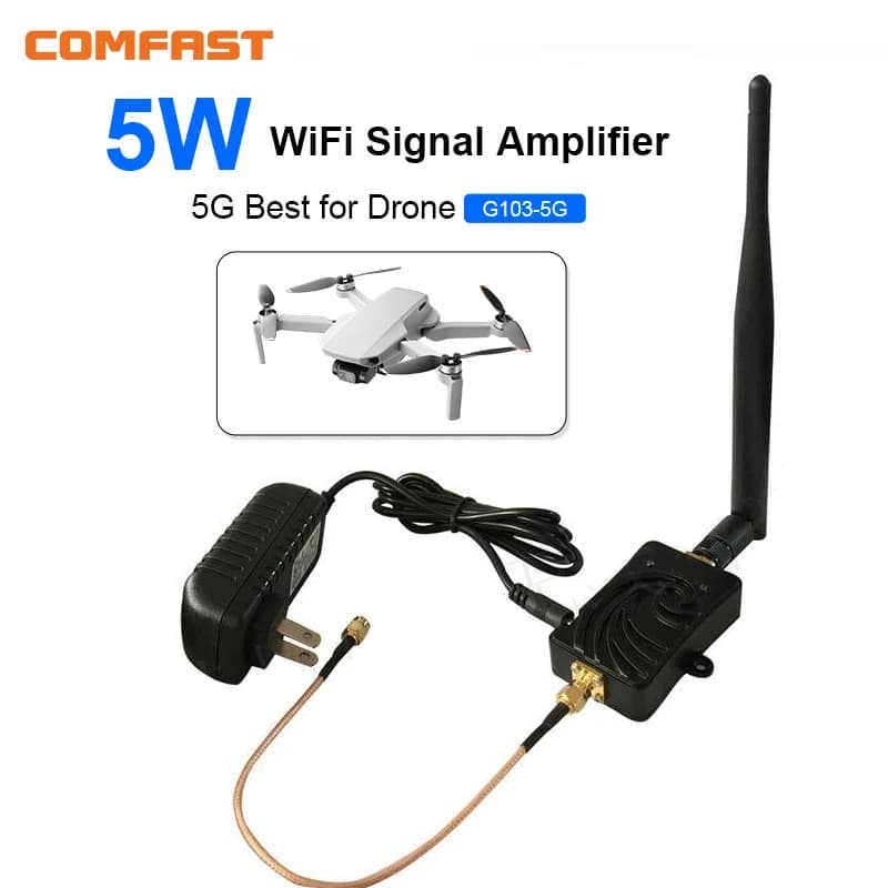 COMFAST Amplificatore di Segnale WiFi 4W/5W, Adattatore Wireless 5G per Telecamere, Aeromodelli, Telecomandi, Router, Droni