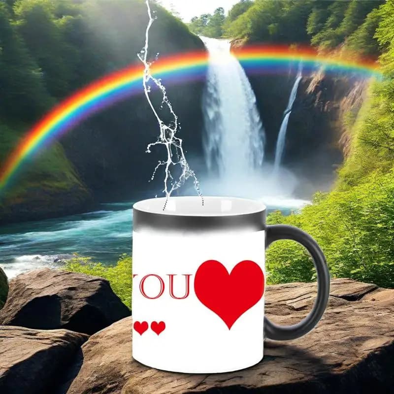 Surprise “I LOVE YOU” Magic Mug BSKT-106 Ceramic Cup Color Change Mug Anime Sublimation Blanks Thermosensitive Mugs Coffee Cups