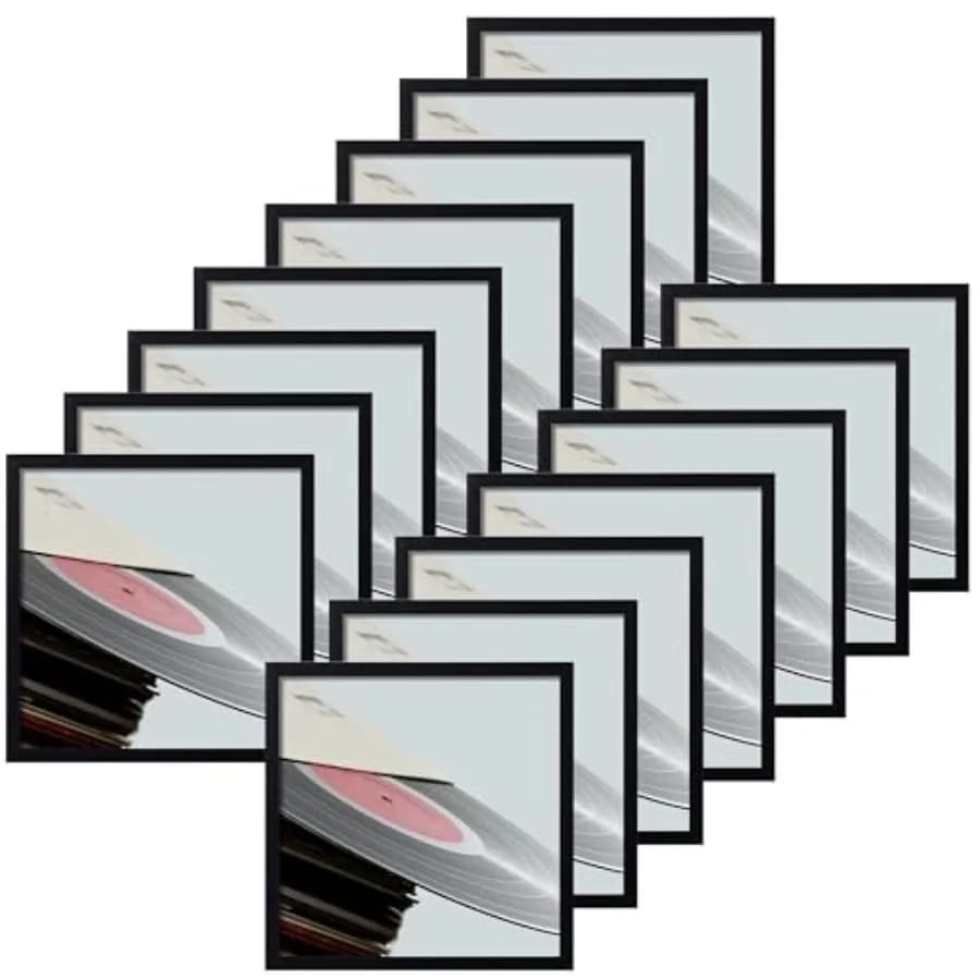 Cornice per Dischi in Vinile Opaca, Cornice per Album e Copertine 12x12 LP, Espositore da Parete Robusto e Leggero per Casa e Studio Musicale