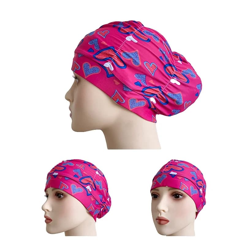 Swimwear in women's fabric Pool Water sports Swimwear Pleated cap Long hairs Nylon Elastic for adults Printed flowers