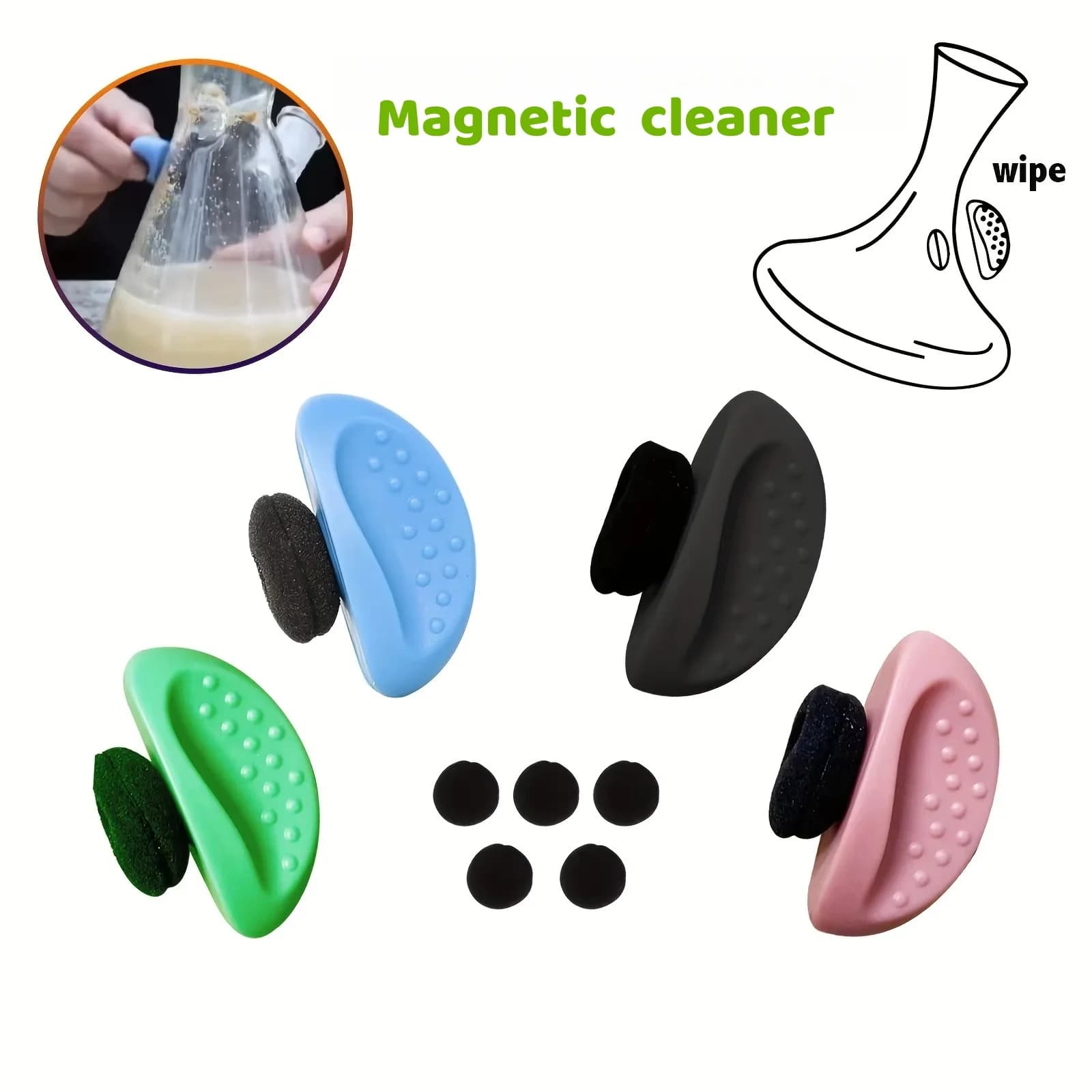 Strumento/kit per la pulizia dei vetri magnetici: mini lavapiatti magnetici per macchie difficili da raggiungere su vetro, ceramica e metallo