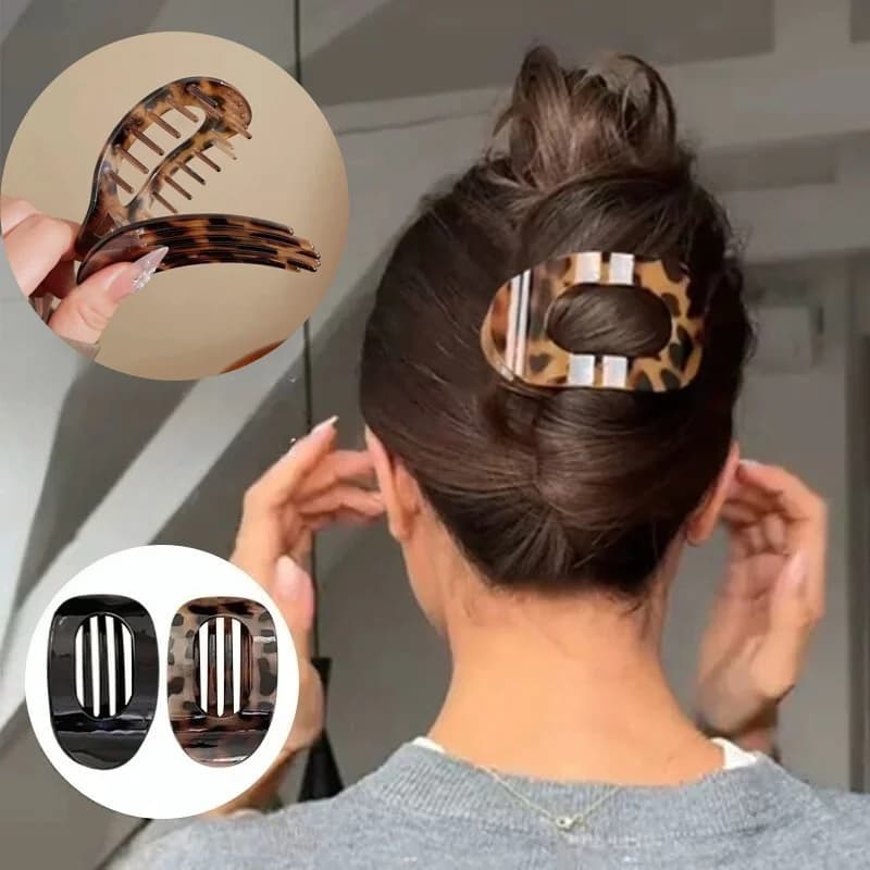 Fermaglio per capelli ovale alla moda da donna, nuovo design, leopardato opaco, curvo, piatto, per styling, in acrilico, accessori per capelli