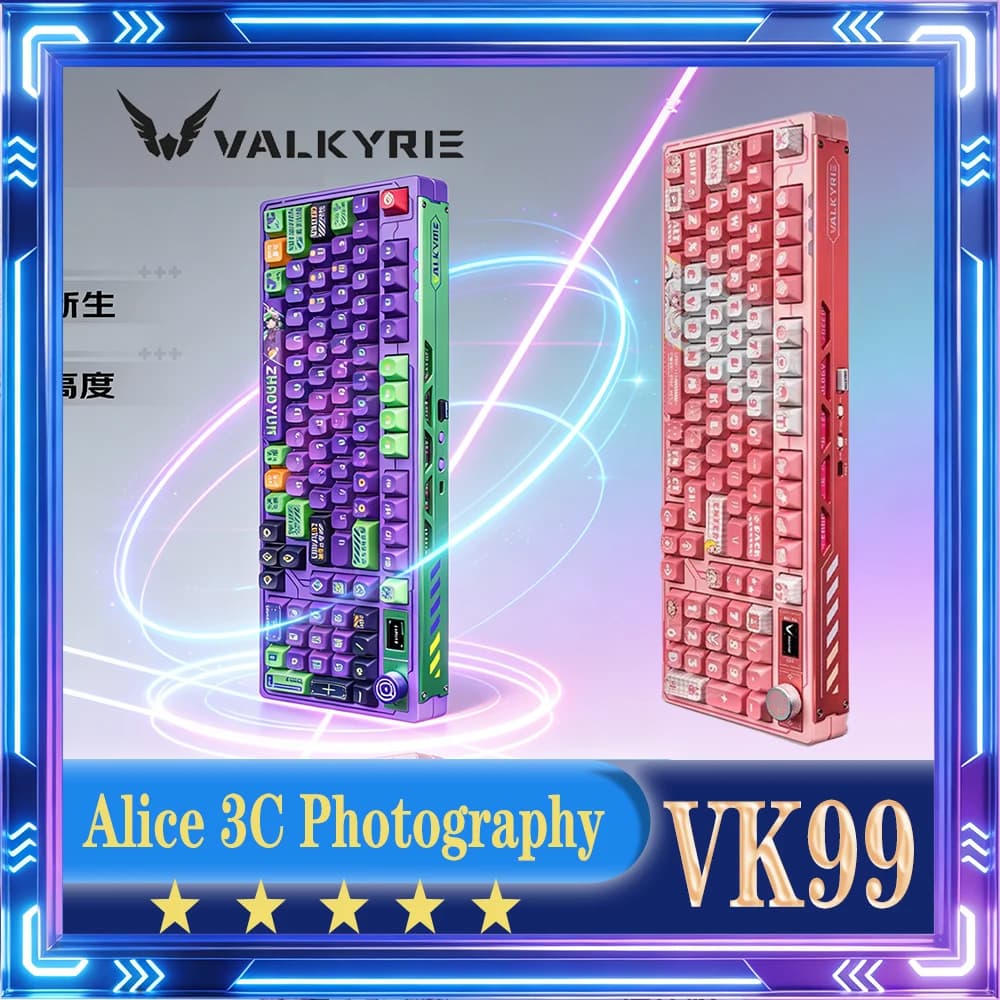 NUOVA VALKYRIE VK99 Tastiera Meccanica Wireless a Bassa Latenza Tri-Mode 2.4G Hot Swap, Accessorio PC, Regalo per Ufficio