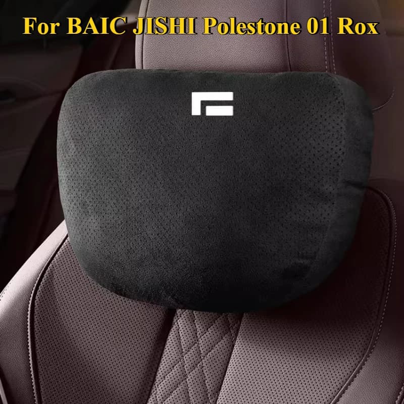 Supporto per cuscino per il collo dell'auto Poggiatesta morbido e traspirante Cuscino in pelle scamosciata lombare Accessori interni per auto per BAIC JISHI Polestone 01 Rox