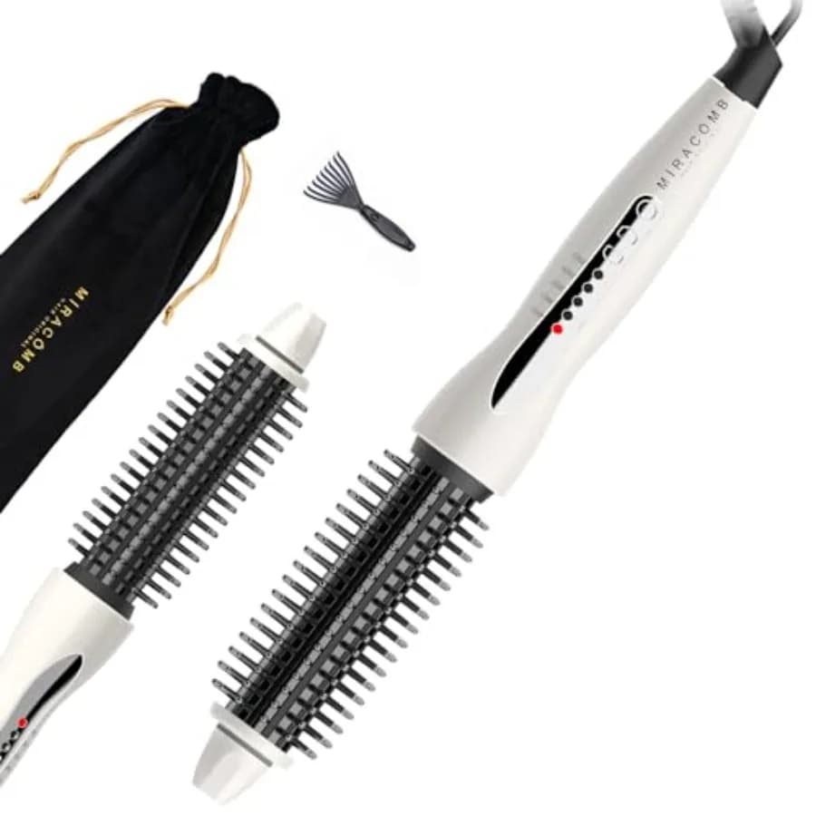 Spazzola Lisciante Professionale per Capelli, Spazzola Rotonda Riscaldata in Ceramica da 1 Pollice, Piastra Lisciante Anti-Crespo, Ferro Arricciacapelli