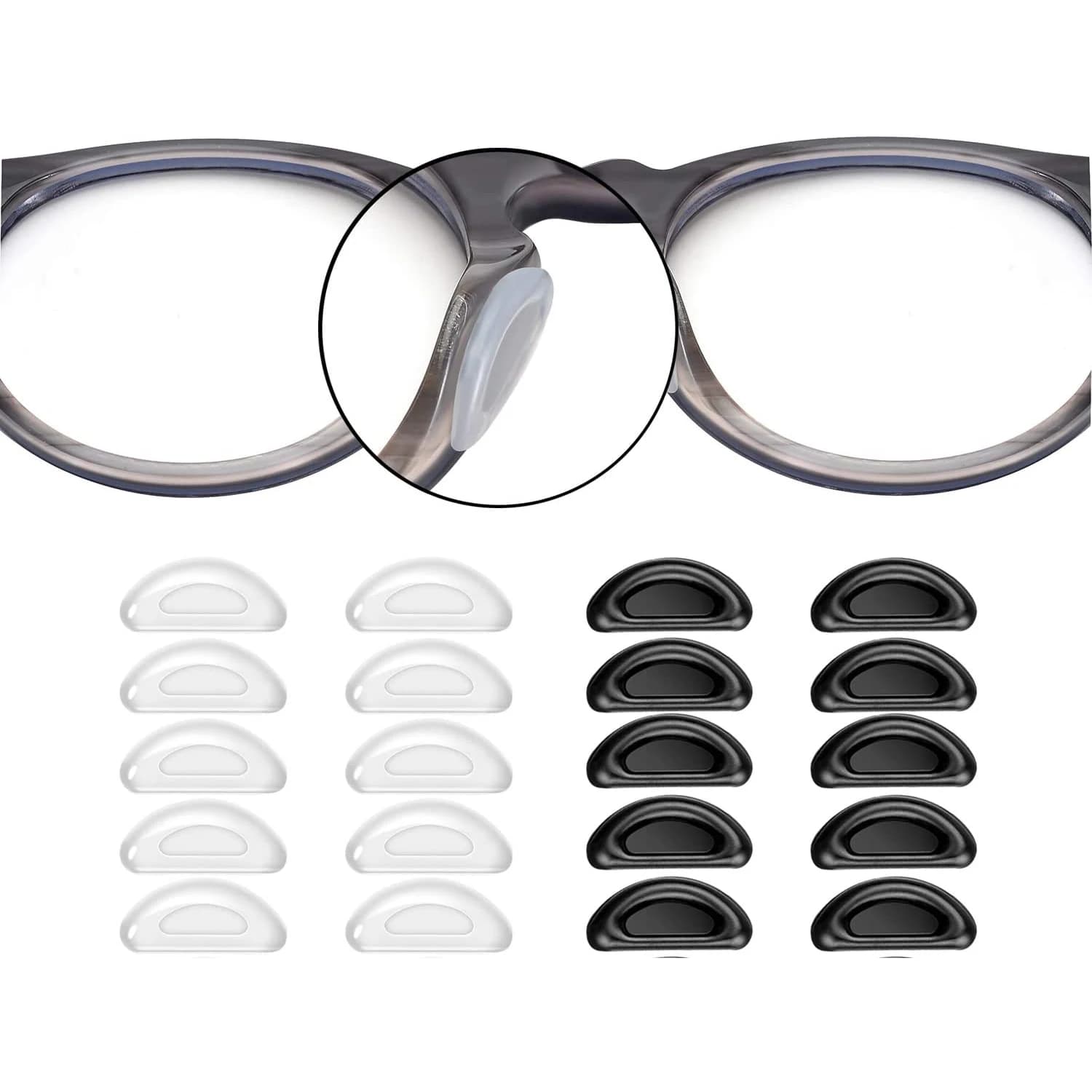 10 paia/confezioni Nasello adesivo, Naselli per occhiali Stick su silicone antiscivolo per occhiali da sole Naselli sottili Occhiali da vista