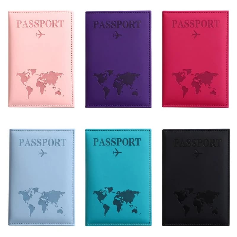 Porta passaporto in PU Modello mappa Copertine per passaporto per biglietti Custodia protettiva per passaporto da viaggio ID Porta carte di credito Accessori da viaggio
