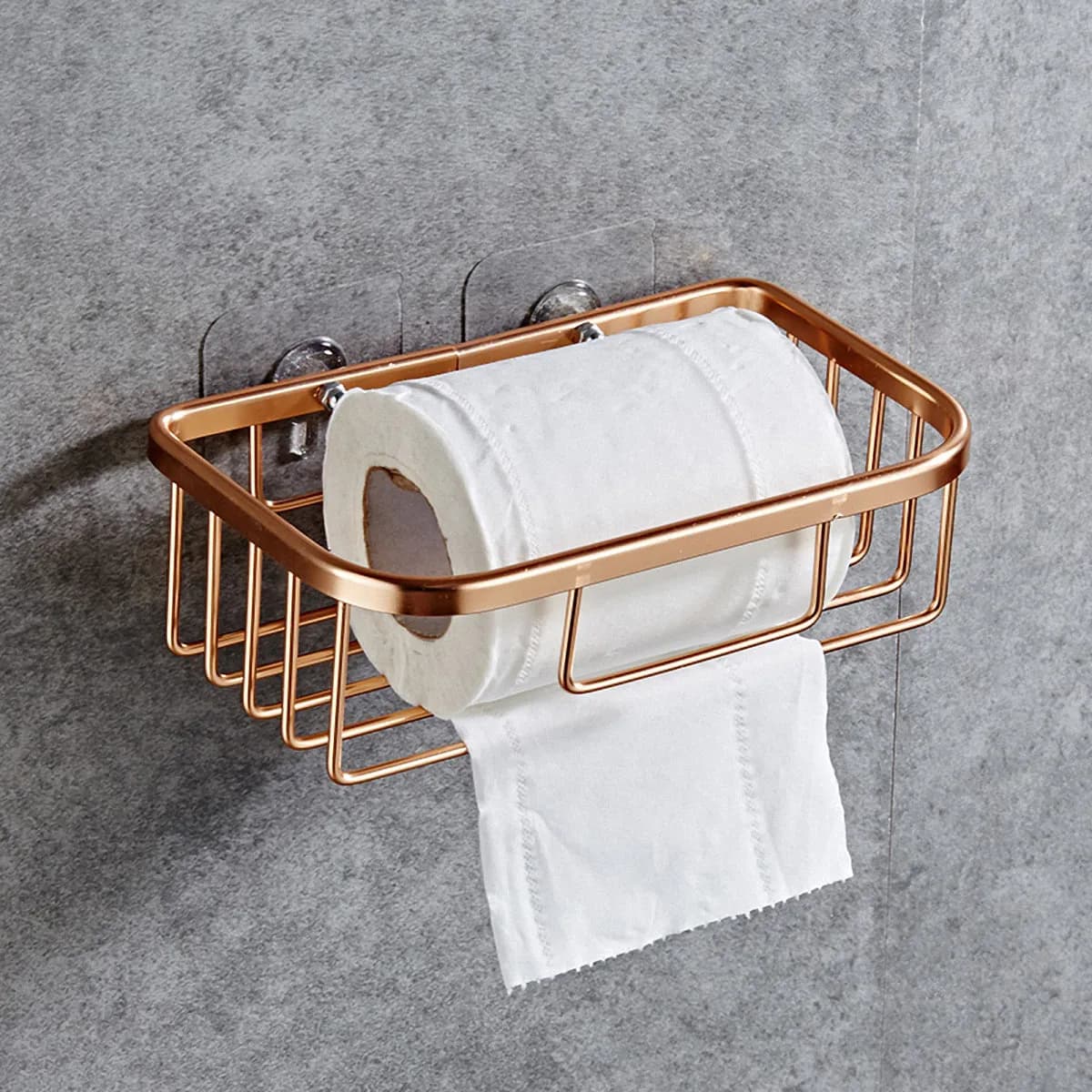 1Pcs No Punching Tissue Rack Premium Aluminum Bathroom Toilet Paper Holder Storage Organizer Roll Paper Rack Home Wall Mounted