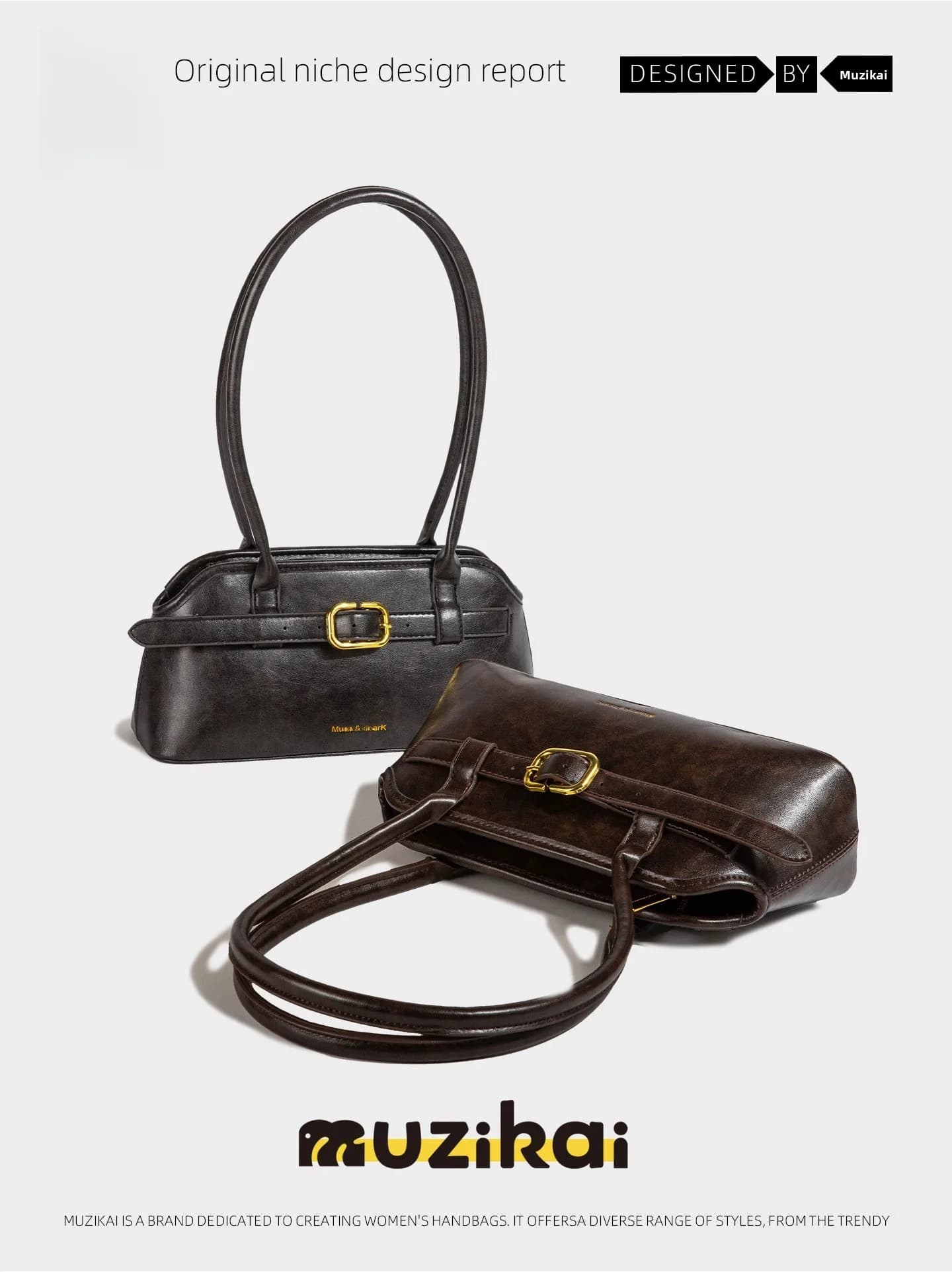 MuziKai Large Capacity Bowling Bag Women's 2026 New Retro Commuter Underarm Bag Casual Simple Style Soft Handle Handbag