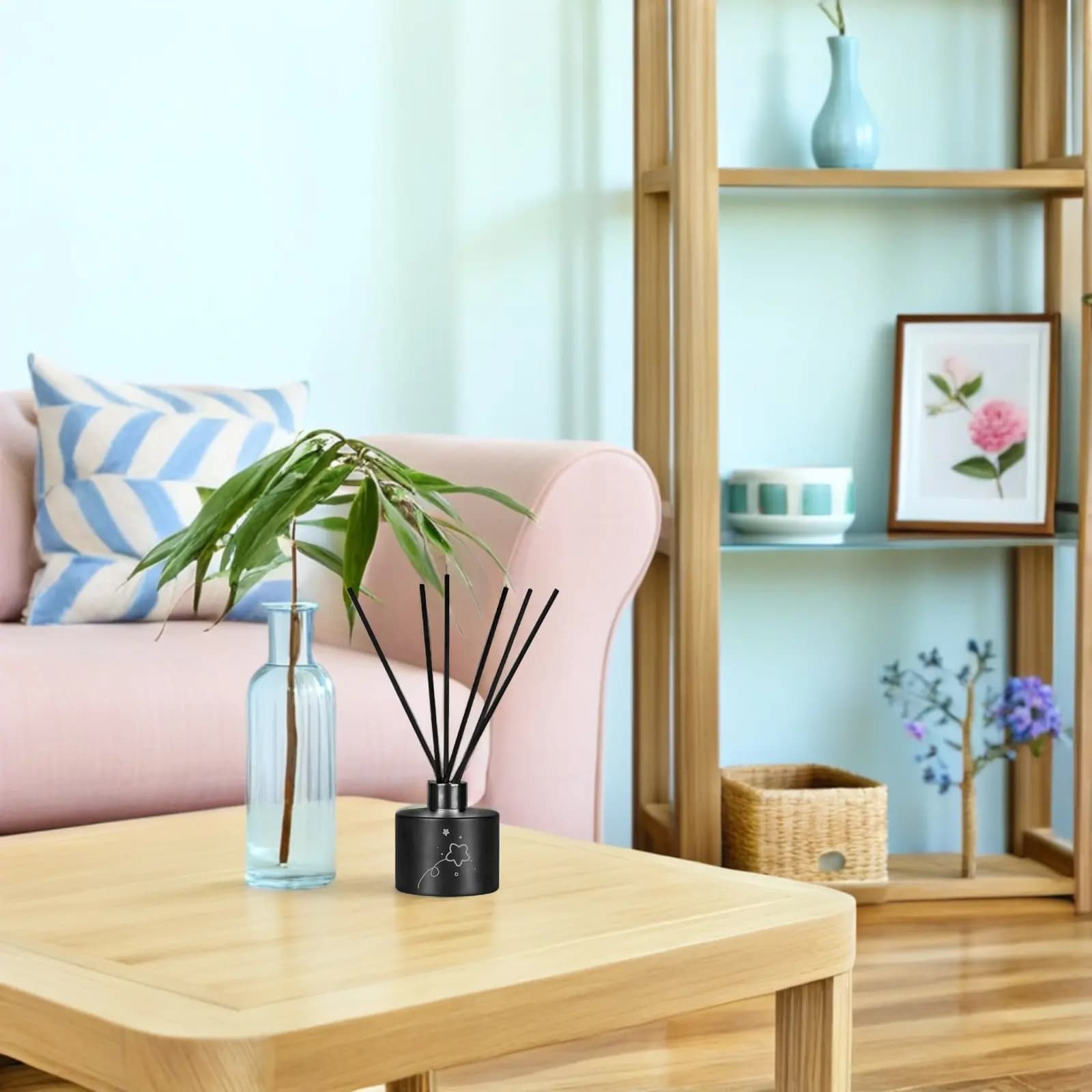 200Pcs Black Fiber Aromatherapy Diffuser Sticks Essential Oil Reed Refills for Room Home Office Scent Diffuser Air Freshener