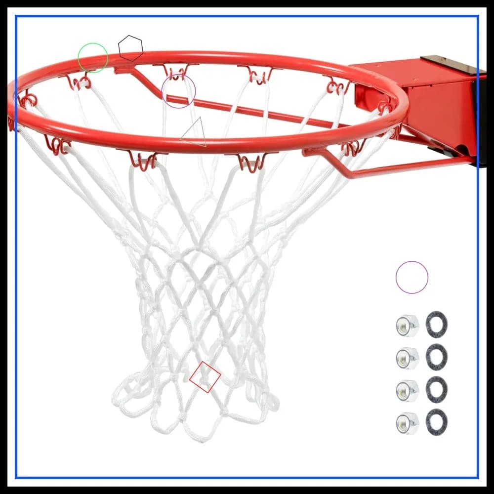 Standard detachable basketball circle with nylon net for portable and underground baskets: safe and durable