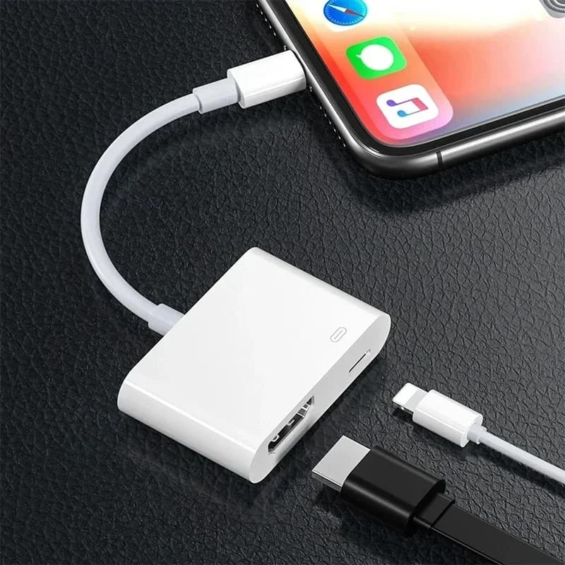 Per Apple iPhone Adattatore da Lightning a AV digitale per iPhone 14 Pro 13 12 11 Convertitore schermo di sincronizzazione proiettore HDMI con ricarica F