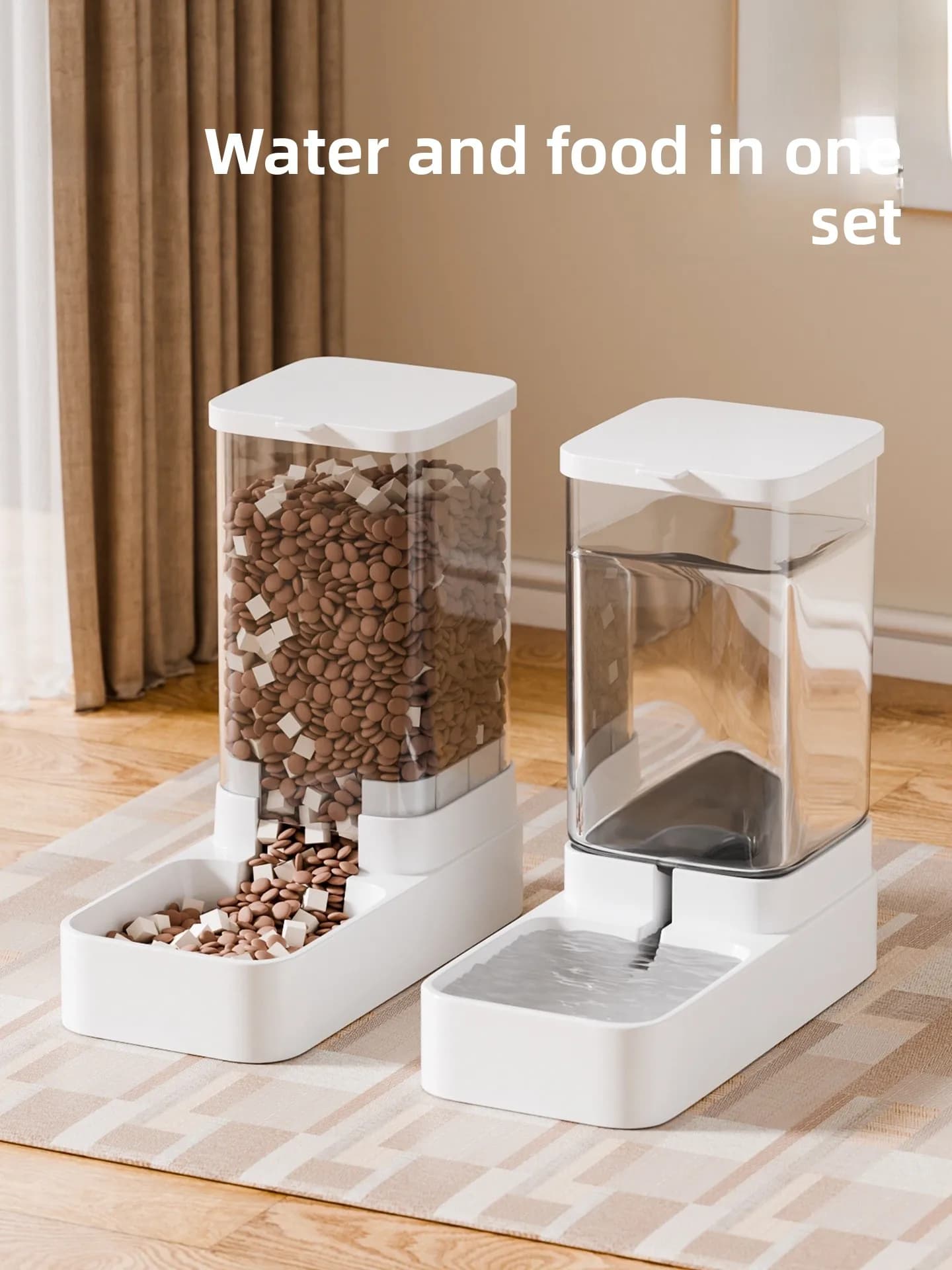 Distributore d'Acqua Automatico Integrato per Animali Domestici, Fontanella e Ciotola per Cibo con Ricarica Automatica, Accessori per Animali