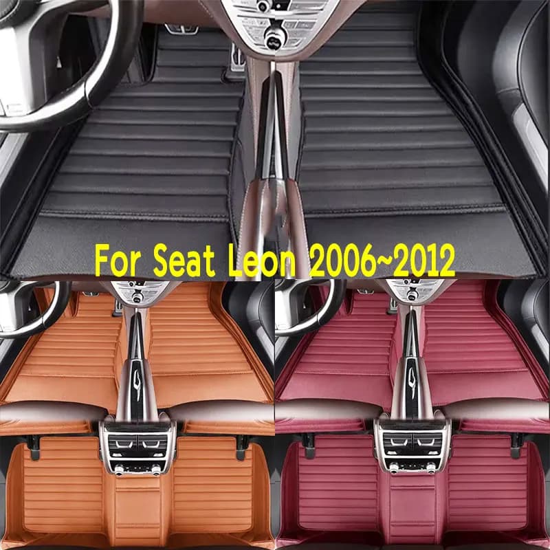 Car Floor Mats Suitable for Seat Leon 2006~2012 Anti slip and wear-resistant PU leather car interior mat