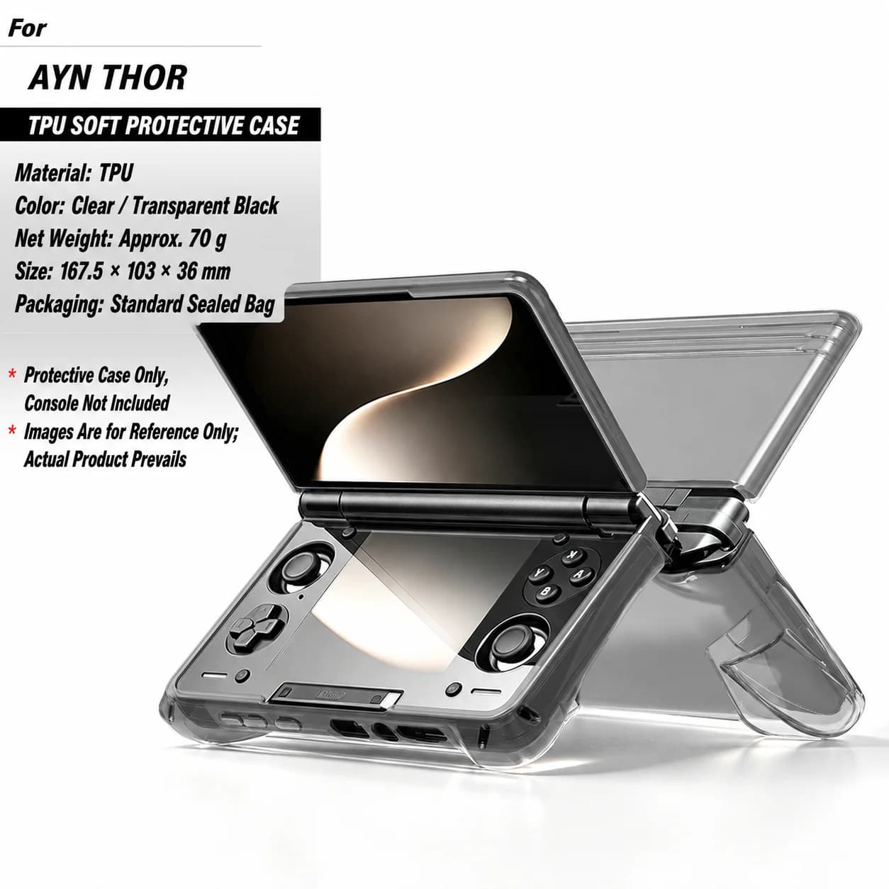 2in1 Soft TPU Transparent Anti-slip Protective Case for AYN Thor Handheld Game Console Drop and Scratch Protective