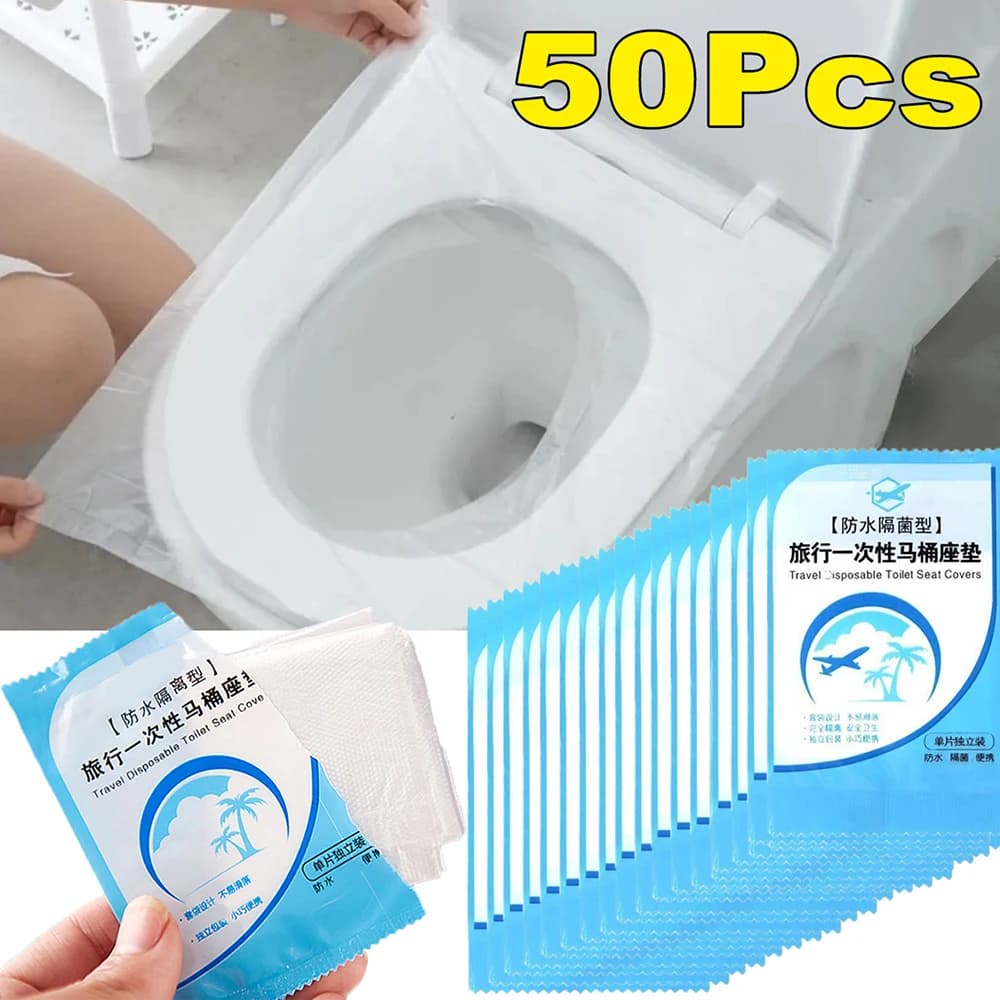 10/50Pc Coprisedile WC usa e getta per i viaggi 100% impermeabile antiscivolo campeggio hotel sicurezza sedile WC tappetino bagno carta pad
