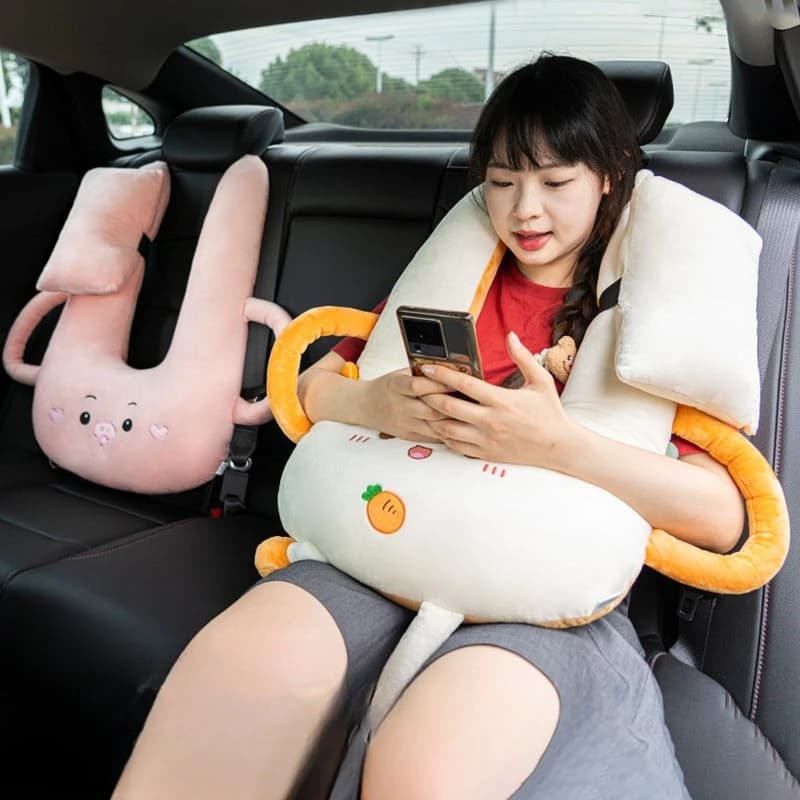 Cuscino per Seggiolino Auto per Bambini, Poggiatesta Comodo, Cuscino per il Collo da Viaggio, Accessori Kawaii per Interni Auto