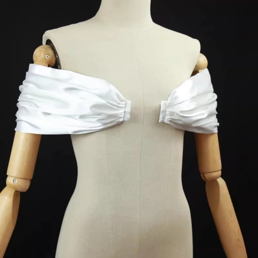 Mantella da Sposa in Raso Effetto Seta, Sciarpa Rimovibile, Bolero, Accessori da Sposa, Copricostume da Donna