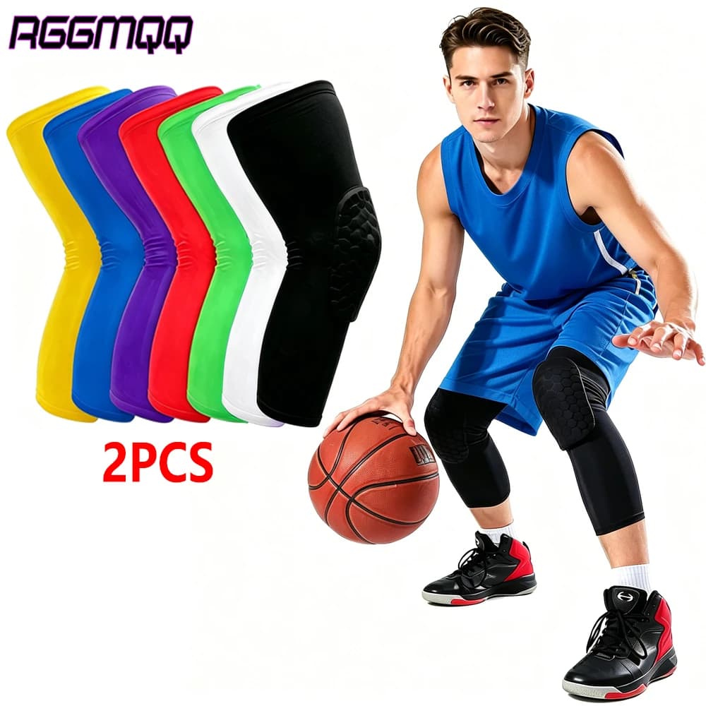 2 Pezzi Ginocchiere Traspiranti a Nido d'Ape per Basket, Ginocchiera Sportiva e Protezione Anti-Collisione, Supporto di Sicurezza per Ginocchio per Uomini e Donne