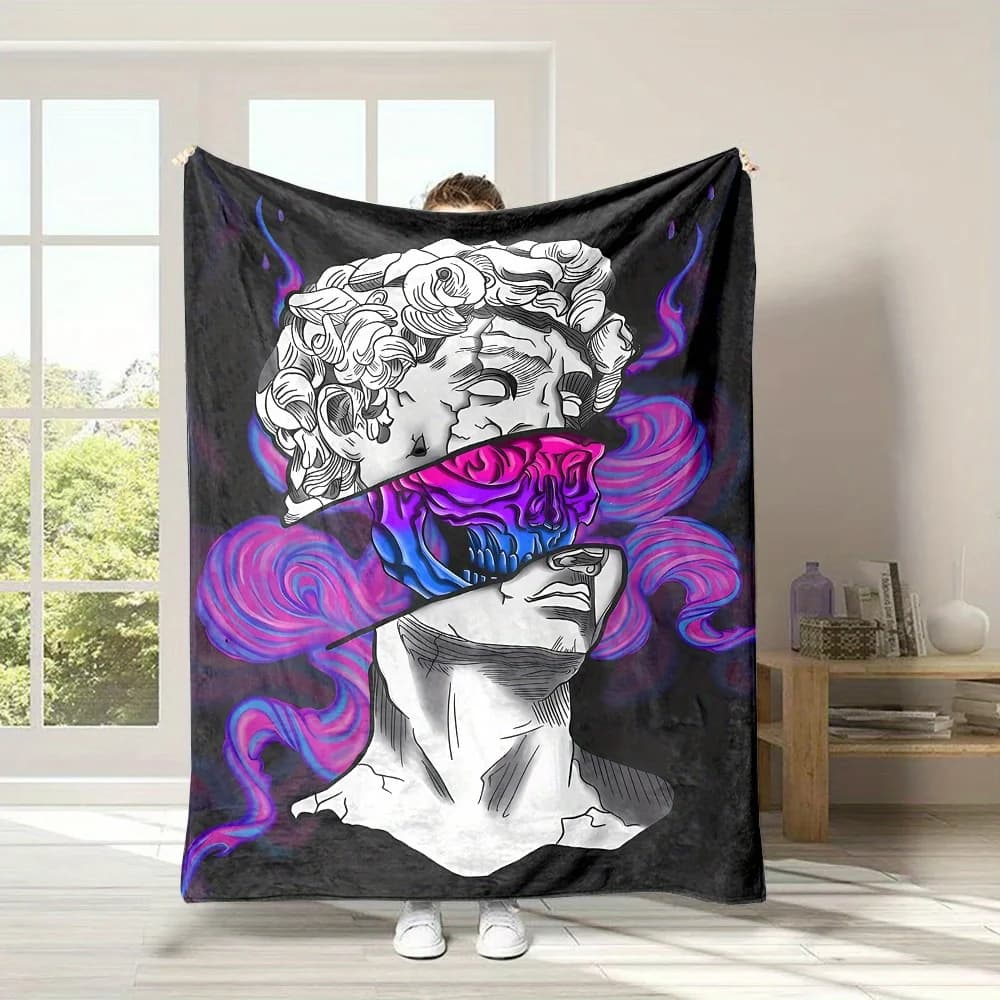 Modello artistico in stile pop art Coperta stampata in flanella adatta a tutte le stagioni adatta per divano da ufficio e viaggi