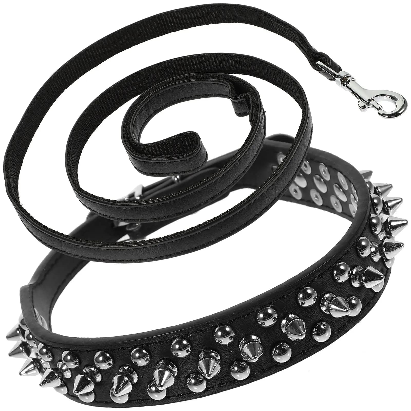 Set Collare Anti-Morso per Cani con Borchie e Rivetti, Regolabile in PU, Decorazione per Feste e Fotografia, Collana Unica per Cuccioli