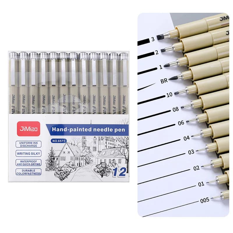 6/9/12 Pz Set Pigma Micron Penna Fine Impermeabile Liscio Inchiostro Nero Fineliner Penne da disegno Art Schizzo Marker Liner Rotulador Tekenen