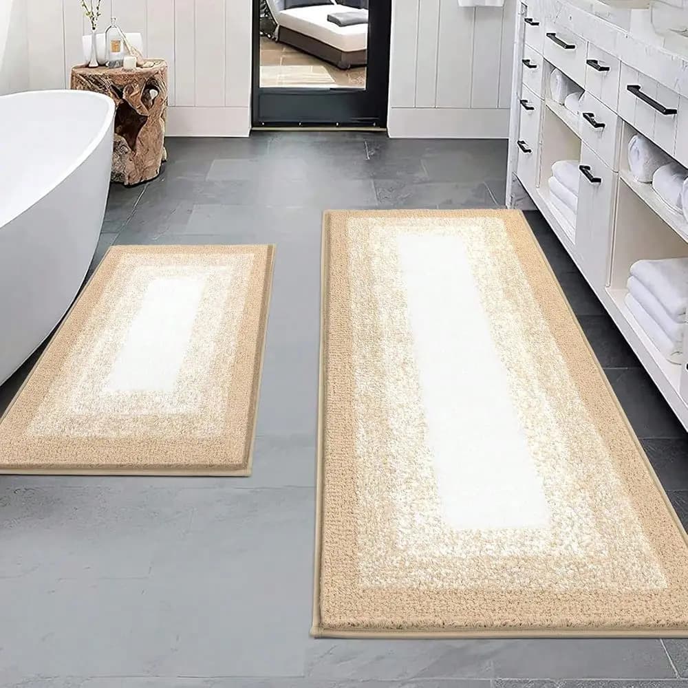 Set di tappetini da bagno in 3 pezzi, set da bagno in microfibra effetto shaggy, tappetini ultra morbidi antiscivolo, assorbenti con WC a forma di U per il bagno